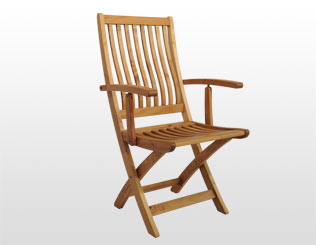 Silla plegable con respaldo alto con apoyabrazos